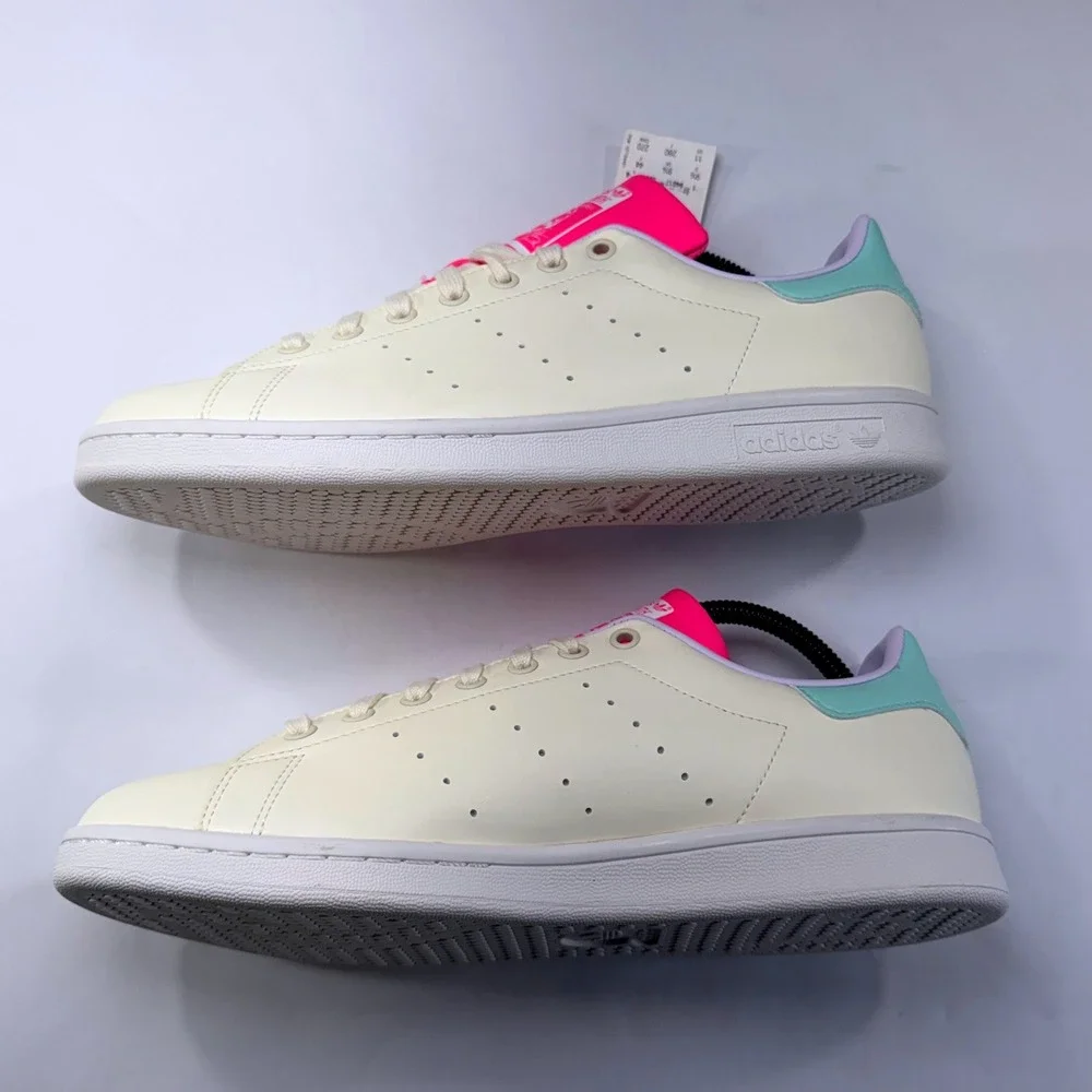 NEW Adidas Stan Smith Sneakers Womens 11 Cream Pink Mint Casual Retro Athleisure